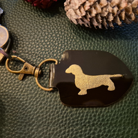 Sleutelhanger  Dachshund Glossy Black - Gold